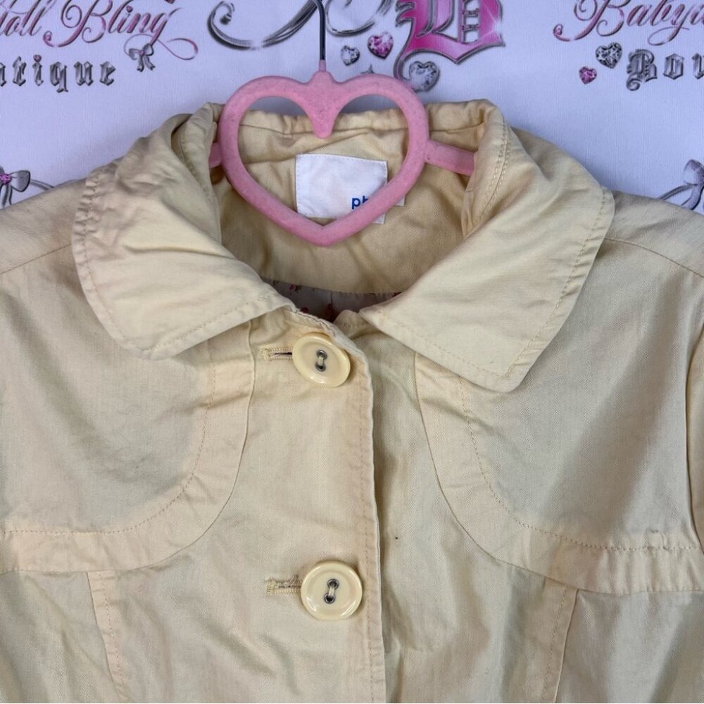 Pbi jacket coat pastel light Yellow Trench Coat button up floral interior - Picture 3 of 15